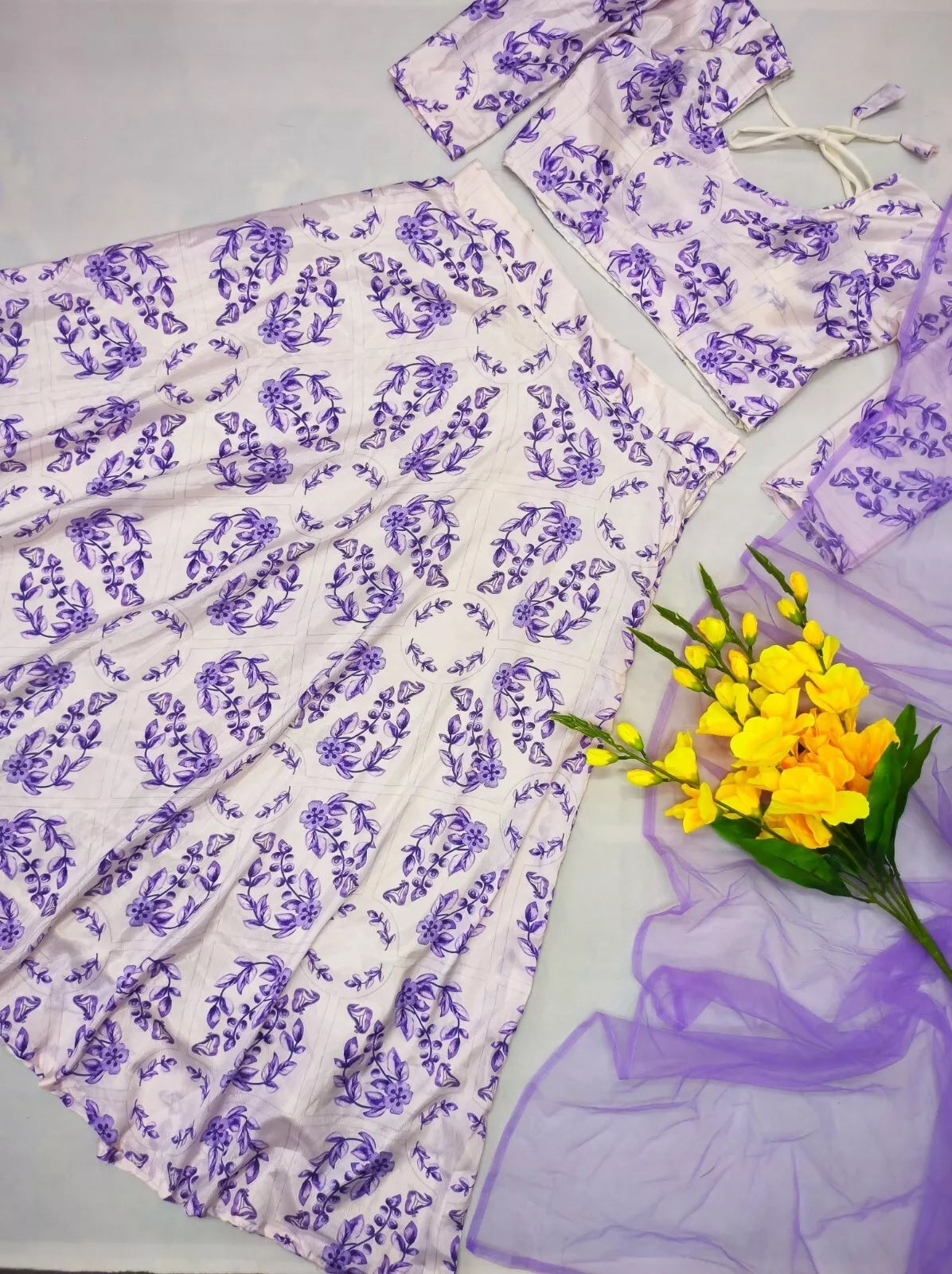 Soft Chinon Silk Lehenga Blouse & Dupatta