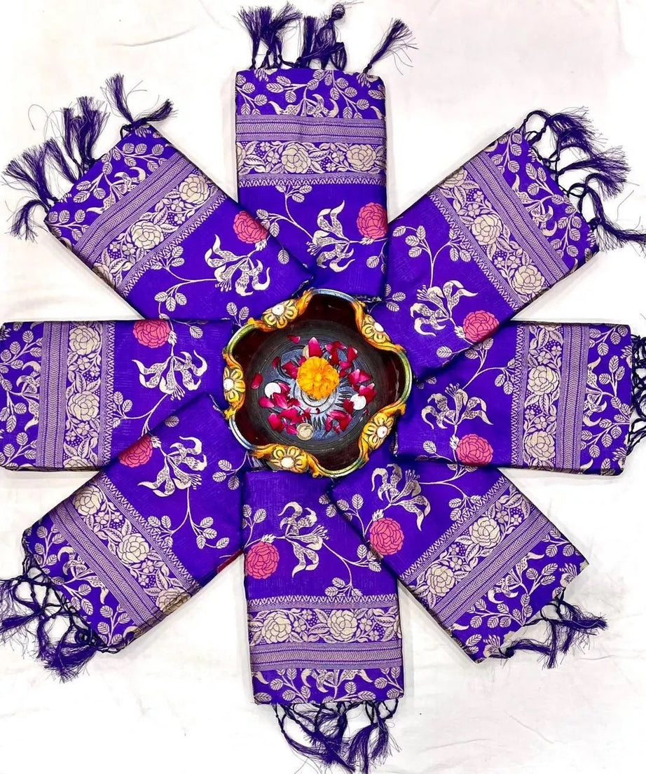 Purple Designer Soft Lichi Silk Saree With Blouse