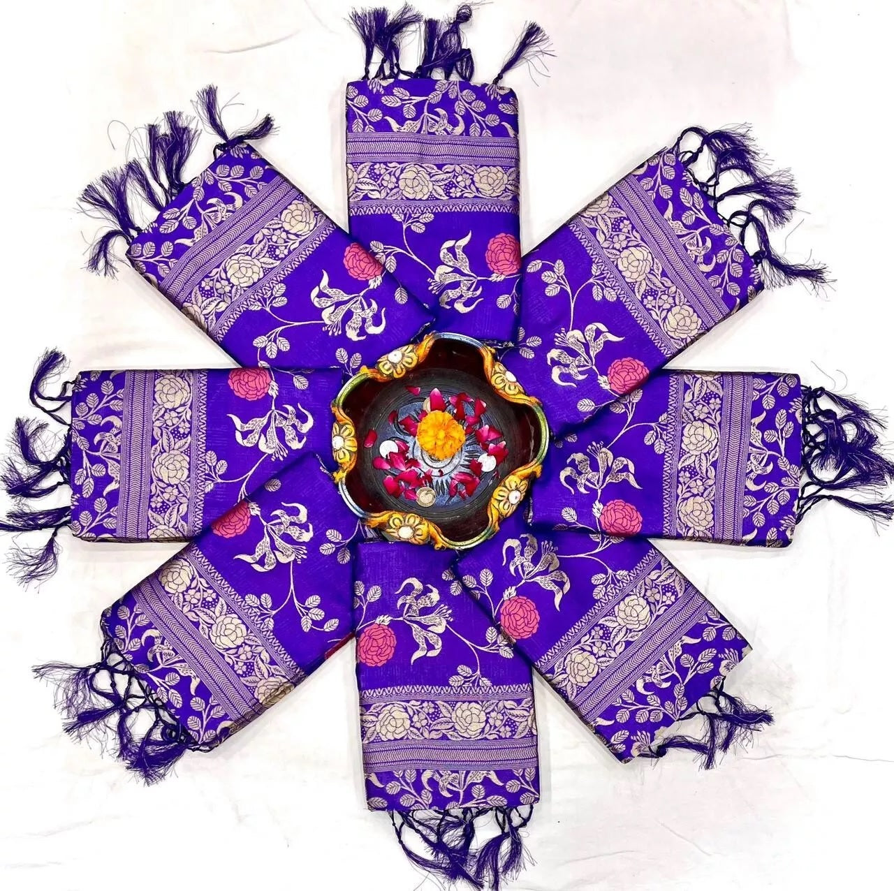 Purple Designer Soft Lichi Silk Saree With Blouse