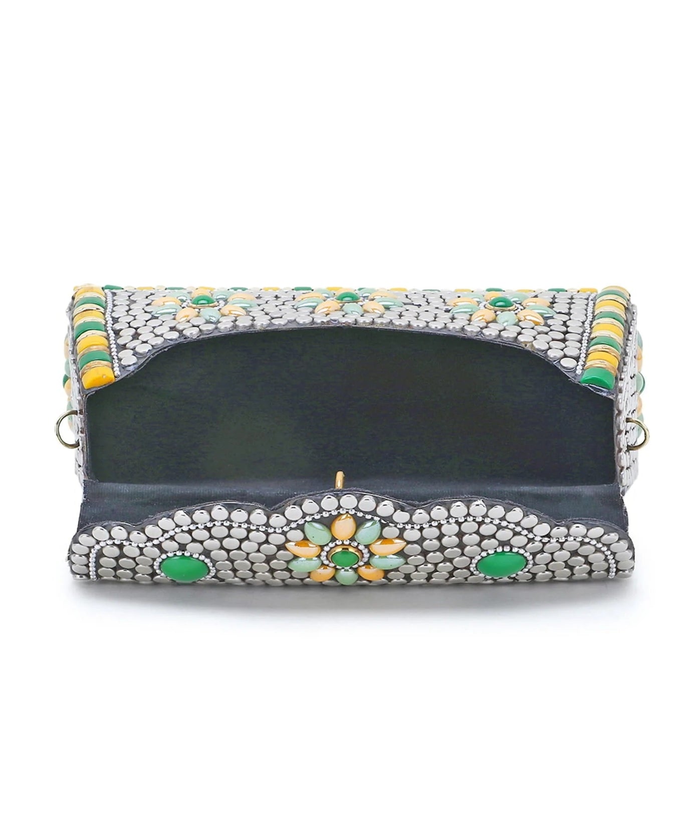 Mosaic Metal Clutch with Stone Work