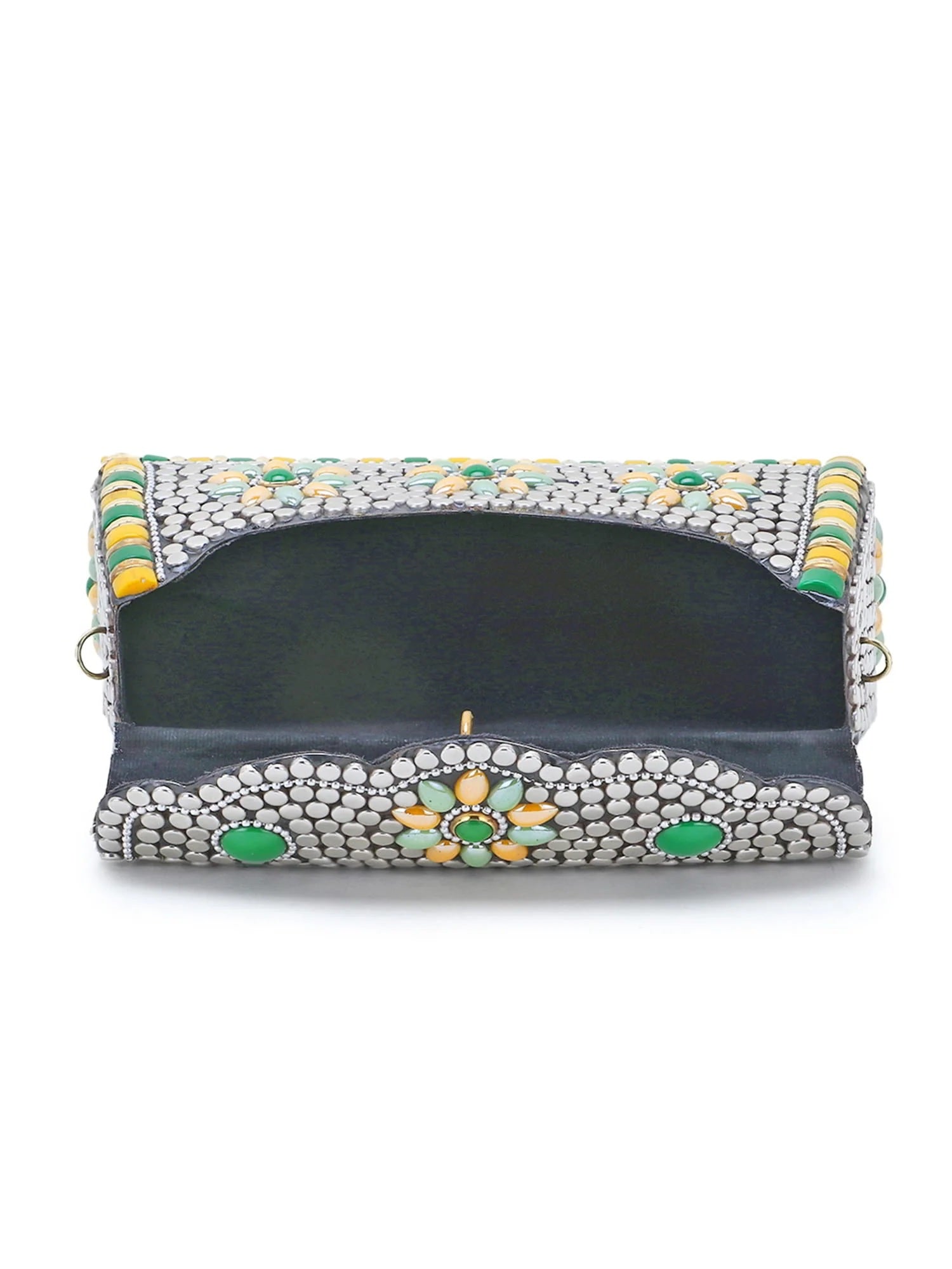Mosaic Metal Clutch with Stone Work