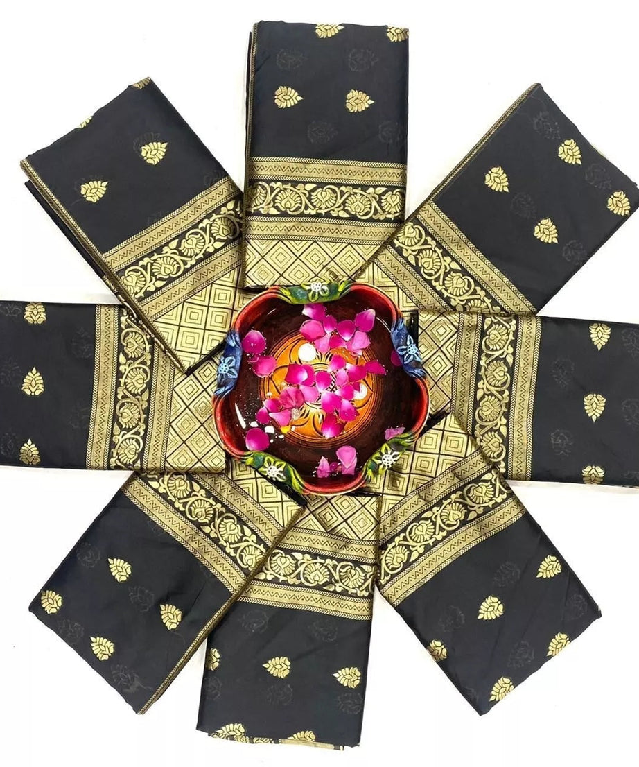 Soft Lichi Silk Saree, Women's Wedding Sari & Blouse