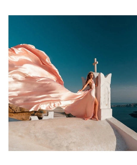 Fuchsia Long Satin Dress for Photoshoots, Beach, Weddings & Special Occasions – Floor-Length, Convertible Maxi Gown