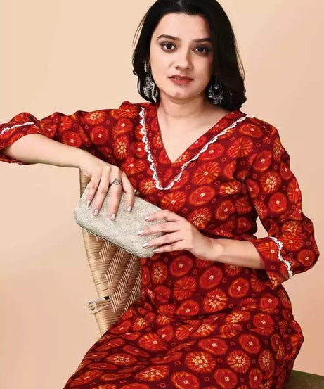 Fancy Full Stitched Delta Silk & Printed Work Top Bottom