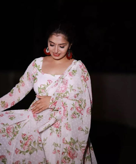 Premium Georgette With Work And Digital Printed Long Anarkali Gown Dupatta