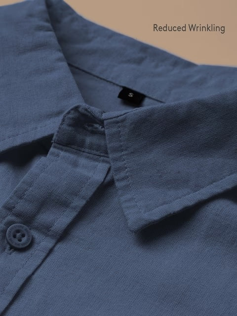 Deep Blue Cotton Linen Shirts