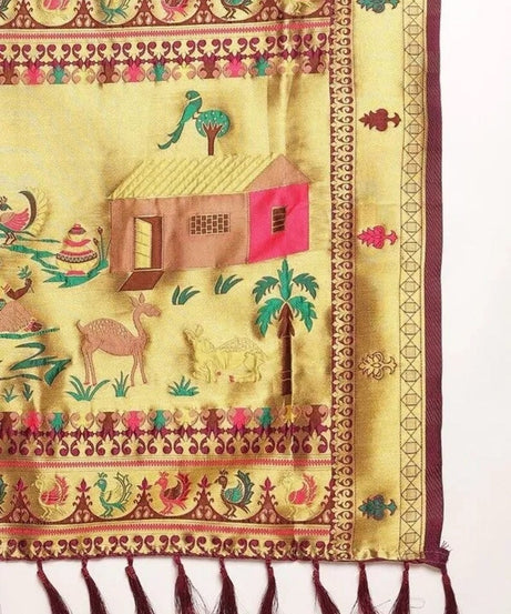 Beautiful Pure Soft Banarasi Lichi Silk Sari With Unstitched Blouse