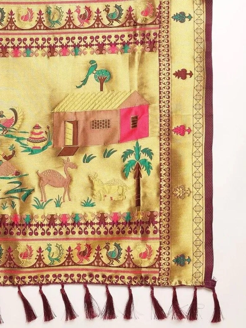 Beautiful Pure Soft Banarasi Lichi Silk Sari With Unstitched Blouse