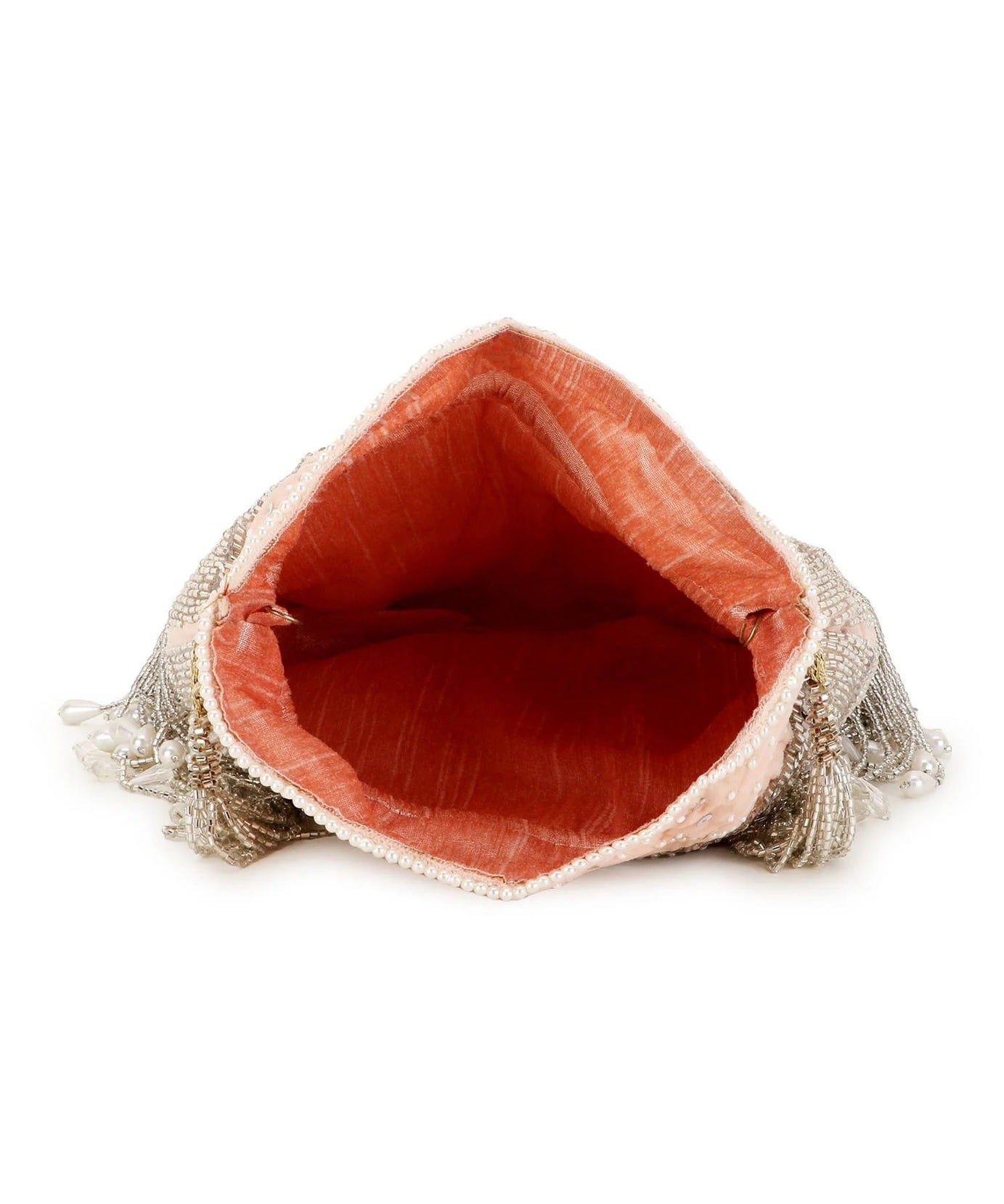 Dangle Chevron Embellished Velvet Potli Bag