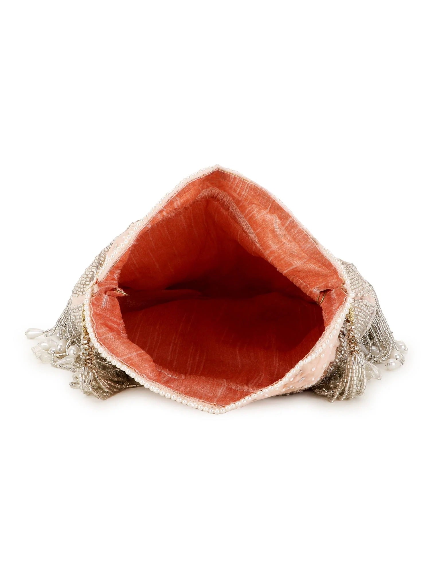 Dangle Chevron Embellished Velvet Potli Bag