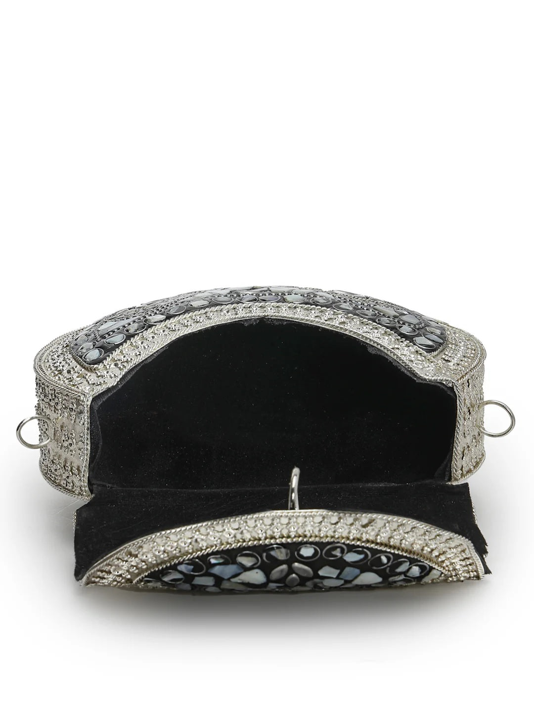 Mosaic Embellished Metal Clutch