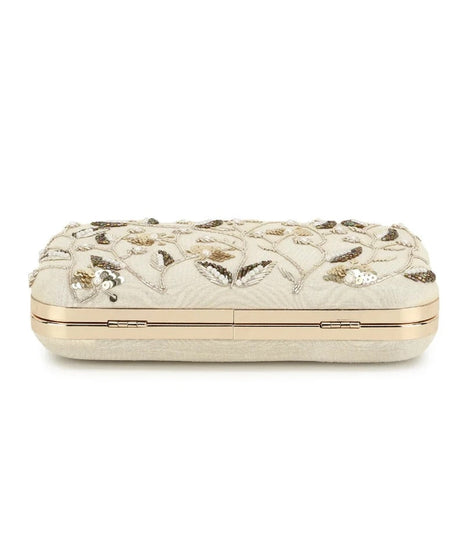 Designer Embellished Faux Silk Clutch