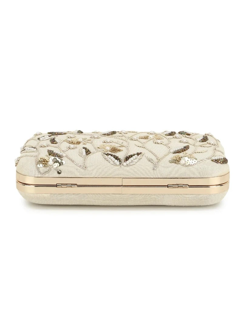 Designer Embellished Faux Silk Clutch