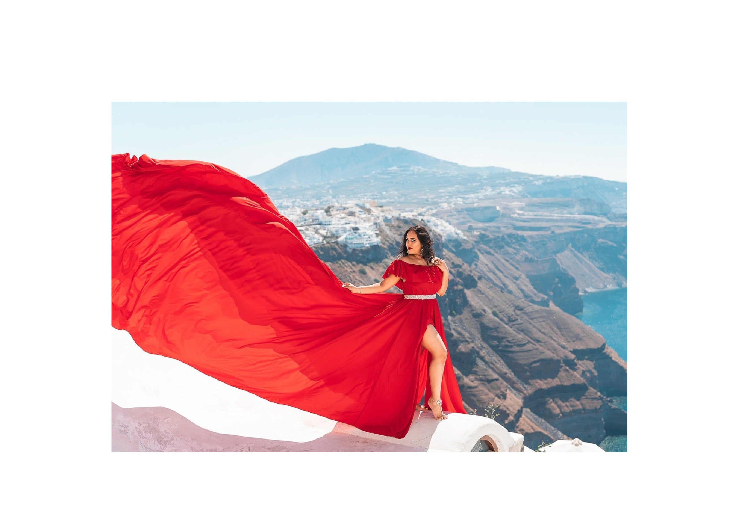 Long Flying Satin Dress For Photoshoot, Dress for Wedding