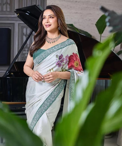 Women's Party Stylish Ultra Satin Silk Saree,Festival Wedding Sari Blouse