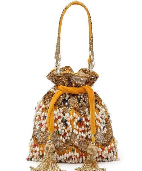 Dangle Embellished Velvet Potli Bag
