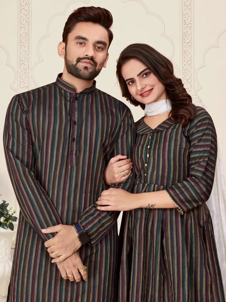 Pure Linen Cotton Couple Combo Set