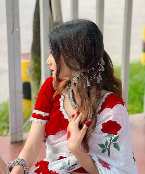 Pure Soft Chanderi Cotton Saree With Full Stitched Blouse,Wedding Sari