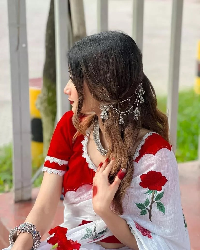 Pure Soft Chanderi Cotton Saree With Full Stitched Blouse,Wedding Sari