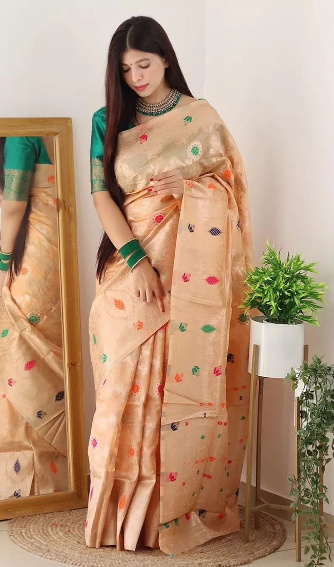 Soft Organza Jacquard Saree,Function Wedding Sari With Blouse