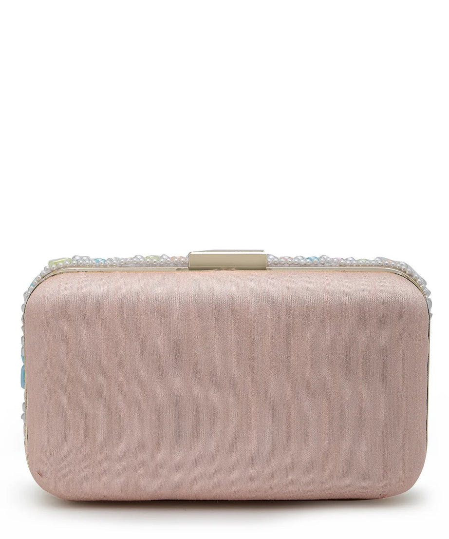 Adorn Wave Embellished Faux Silk Clutch