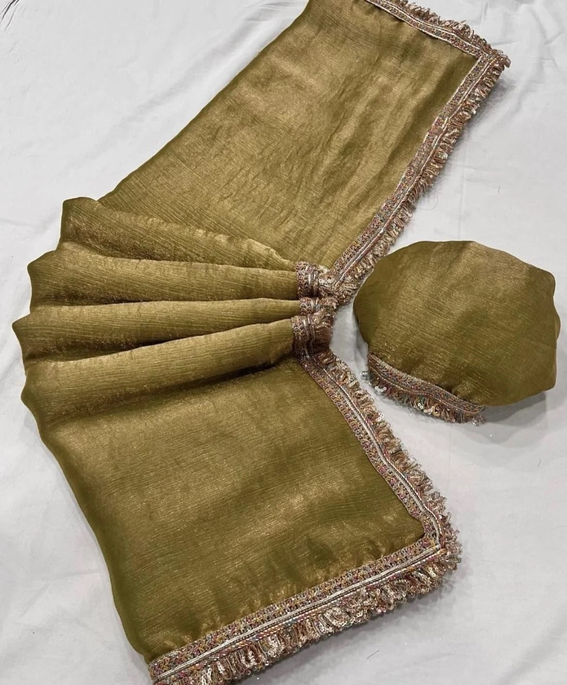 Chiffron Fendy Sari , Traditional Designer Wedding Wear Saree With Blouse