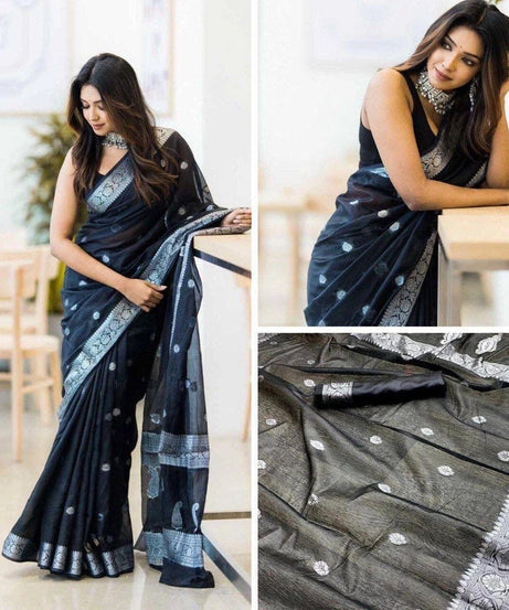 Women's Wedding Wear Soft Lilan Slab Attractive Saree&Blouse 11-SS