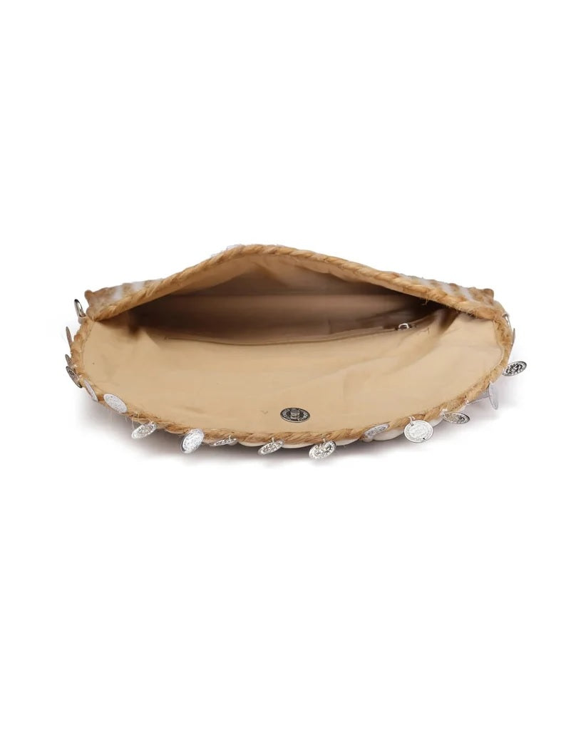 Embellished Structured Sling Bag with Tasselled