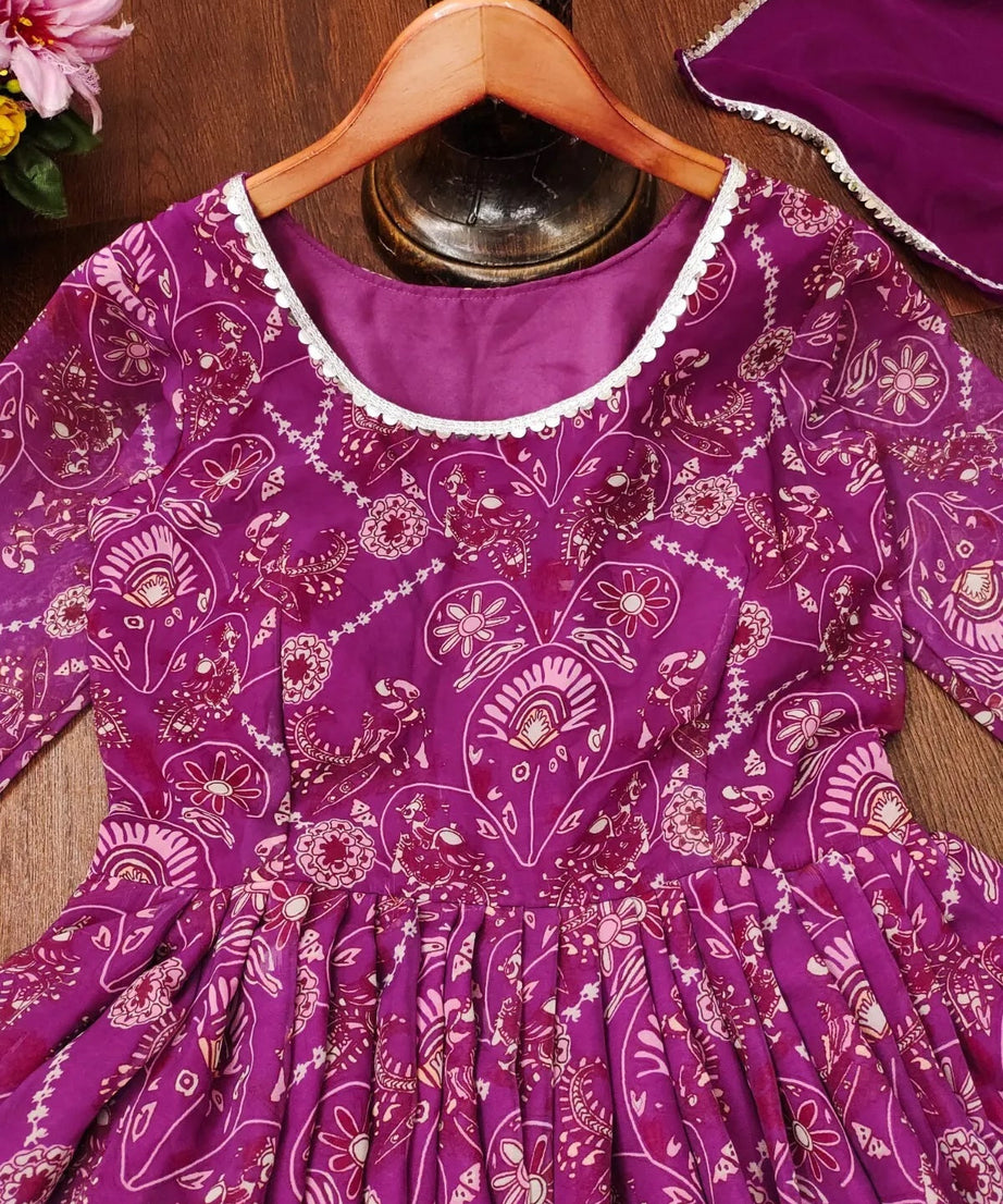 Faux Georgette Long Anarkali Gown & Dupatta