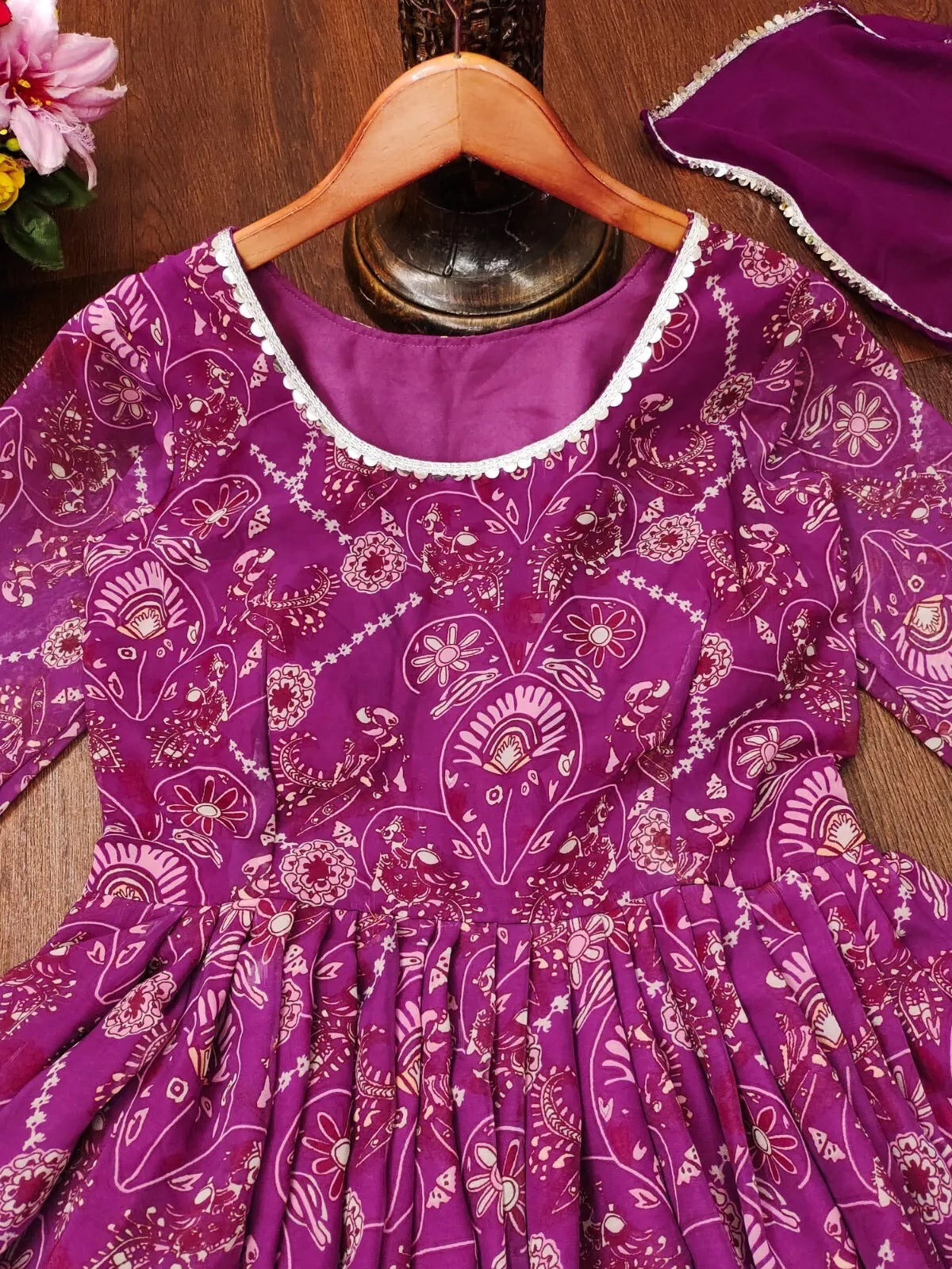 Faux Georgette Long Anarkali Gown & Dupatta