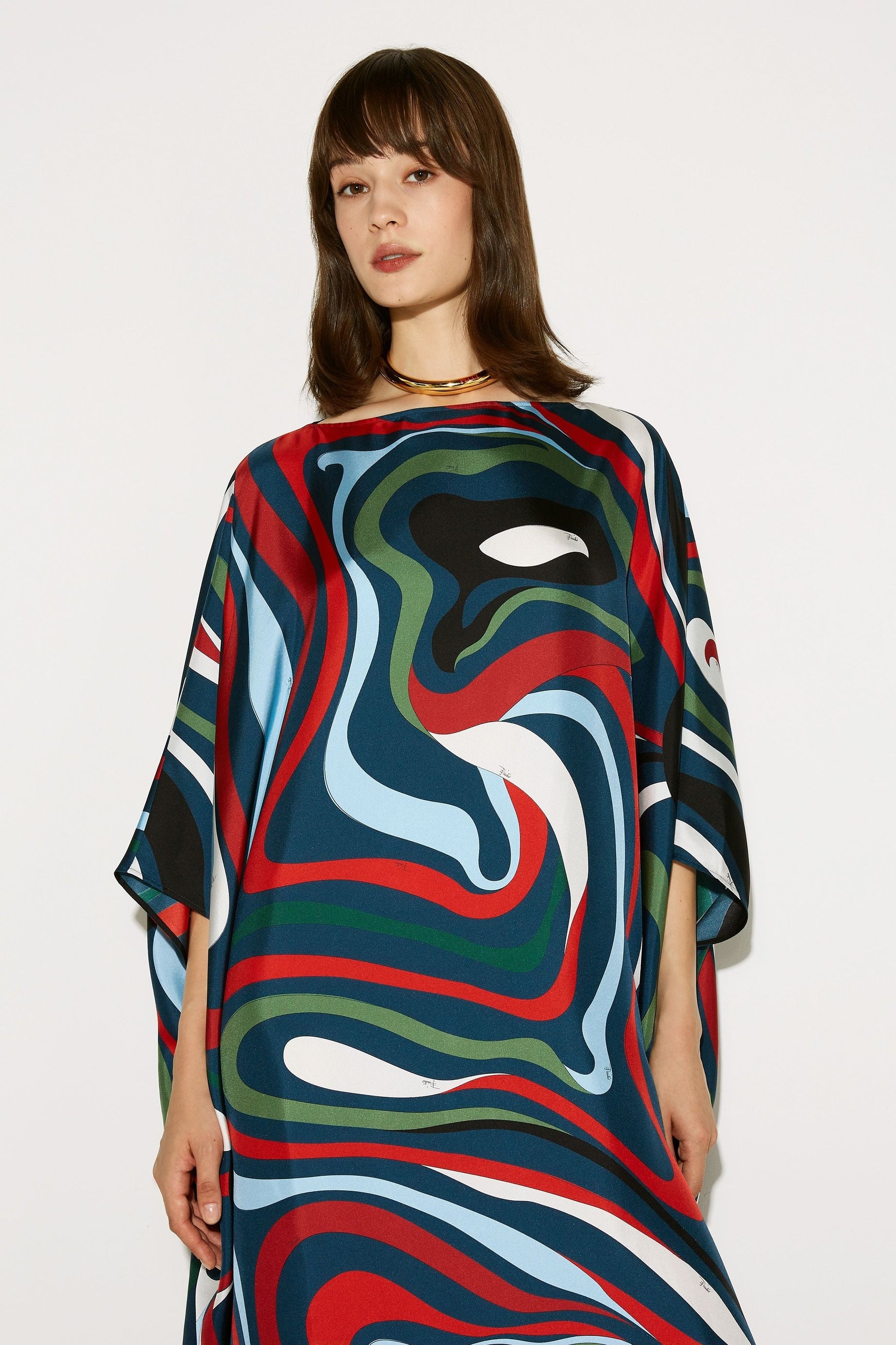 Silk Crepe Printed Kaftan, Casual Wear Caftan For Women's