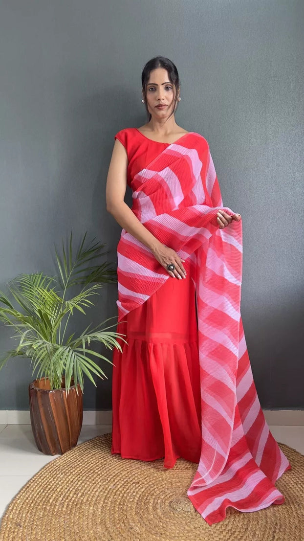 Soft Georgette Pallu Attached Gown & Dupatta