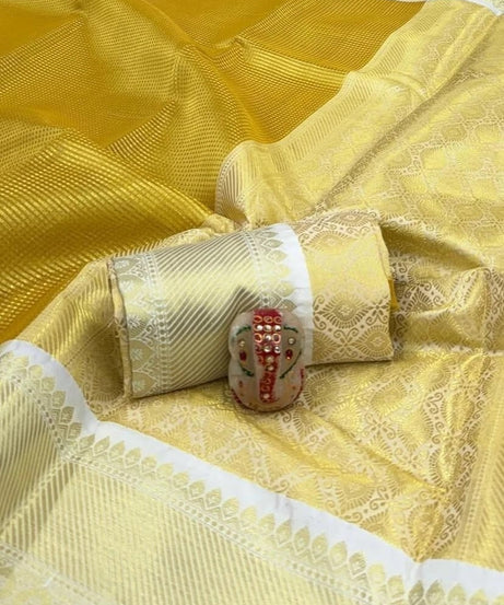Yellow Beautifull Soft Tissue Silk Saree With Blouse