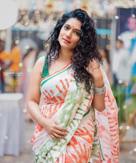 Faux Georgette With Beautiful Digital Printed Saree With Blouse