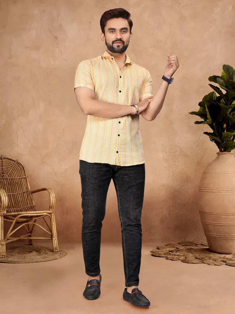 Pure Cotton Bubble Pattern Men's Shirt