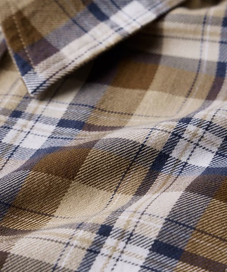 Plaid Brown Bisque Men Utility Shirts
