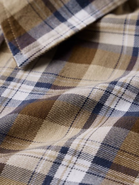 Plaid Brown Bisque Men Utility Shirts