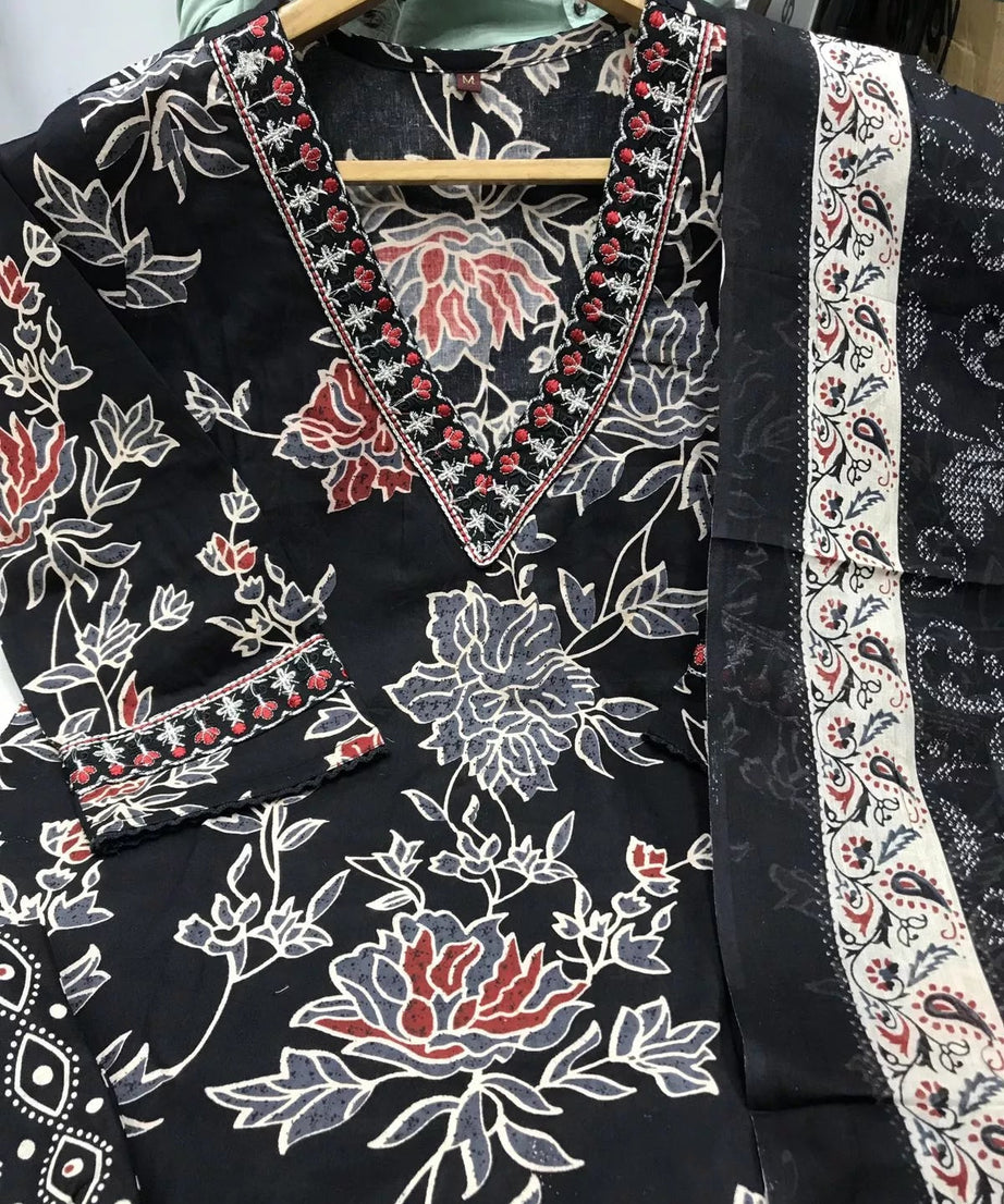 Classic Wear Function Full Stitched Cotton Print Top Bottom Dupatta