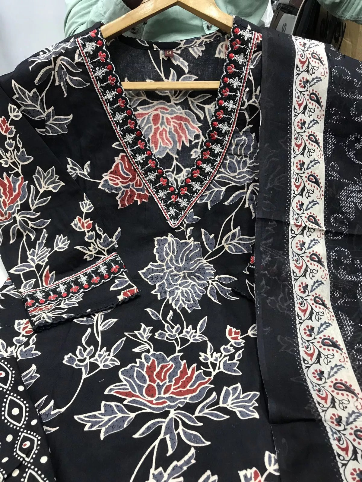 Classic Wear Function Full Stitched Cotton Print Top Bottom Dupatta