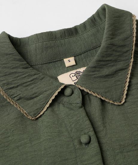 Textured Hunter Green Women Shirts