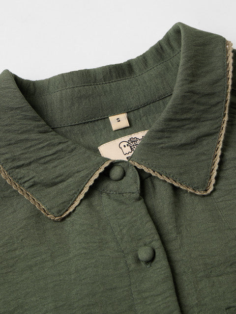 Textured Hunter Green Women Shirts
