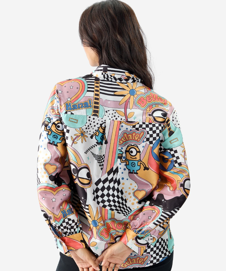 Satin  Minion Mania Women Shirts