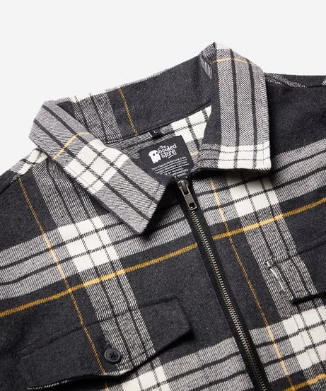 Plaid  Black and Grey Men Shackets