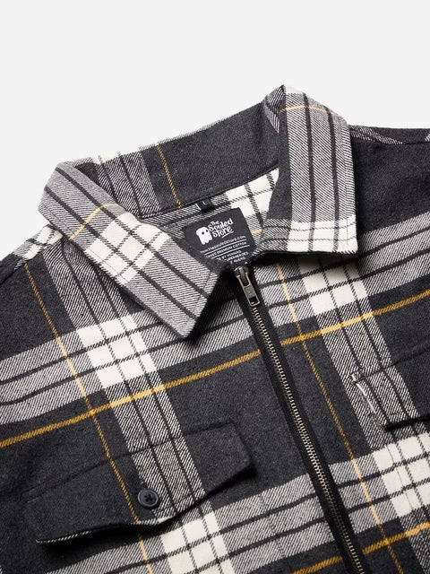 Plaid  Black and Grey Men Shackets