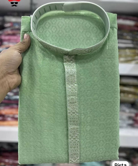 Heavy Jacquard Silk Beautiful Function Full Stitched Kurta Pajama For Men's