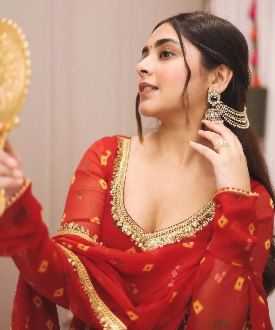 Georgette With Digital Print Anarkali Gown Dress & Dupatta