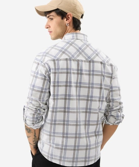 Plaid Glacier Men Textured Shirts