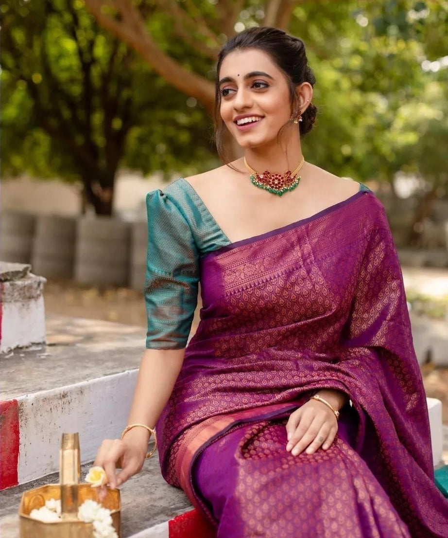 Soft Lichi Silk Saree With Blouse,Indian Party Wear Sari