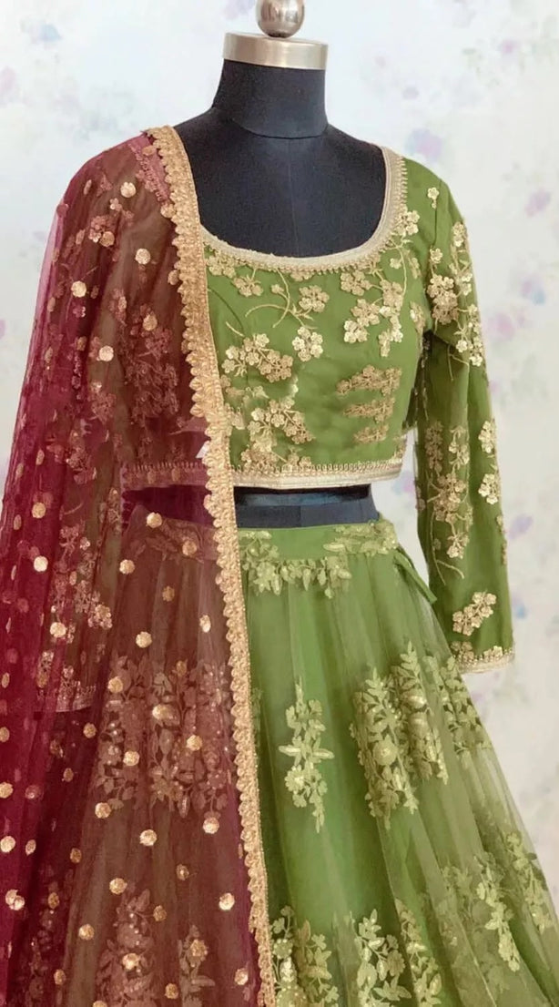 Indian Wedding Ethnic Net With Sequence Work  Lehenga Choli  & Blouse