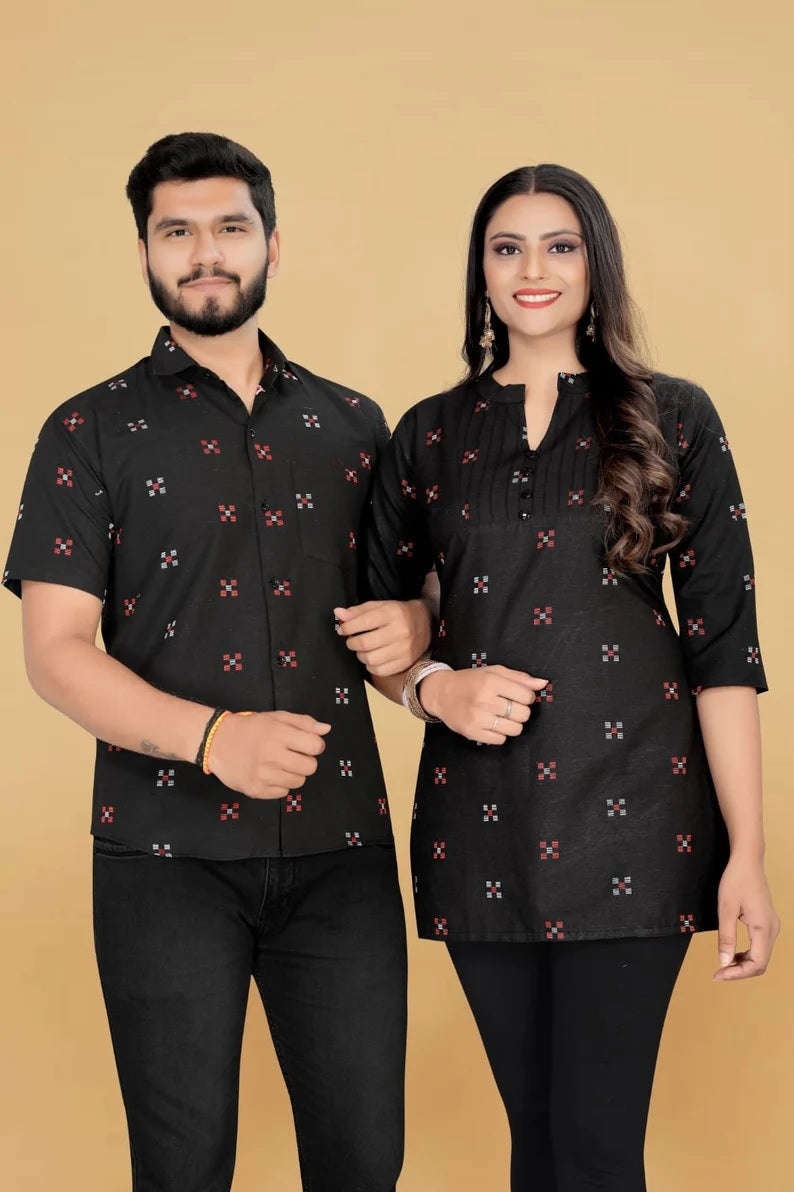 Premium Linen Cotton Fabric  Tunic Top & Short Kurta Set